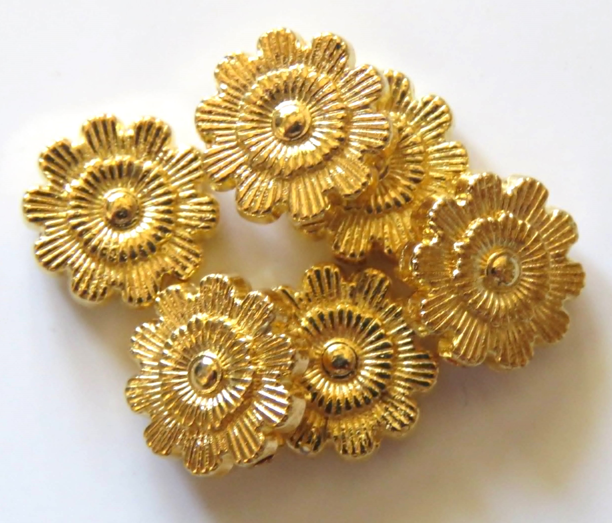 11.5x3.5mm Metal Alloy Flower Spacers - Bright Gold