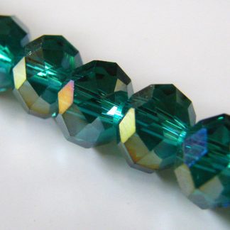 8x10mm Faceted Crystal Rondelles - Dark Teal AB