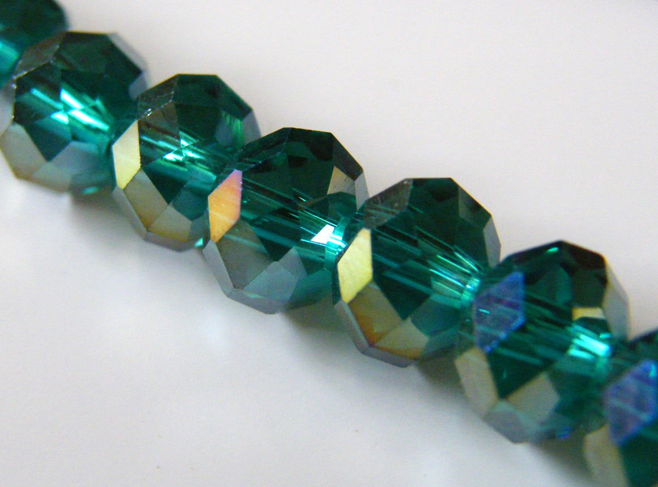 8x10mm Faceted Crystal Rondelles - Dark Teal AB