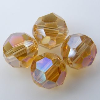 8mm round faceted crystal beads honey AB