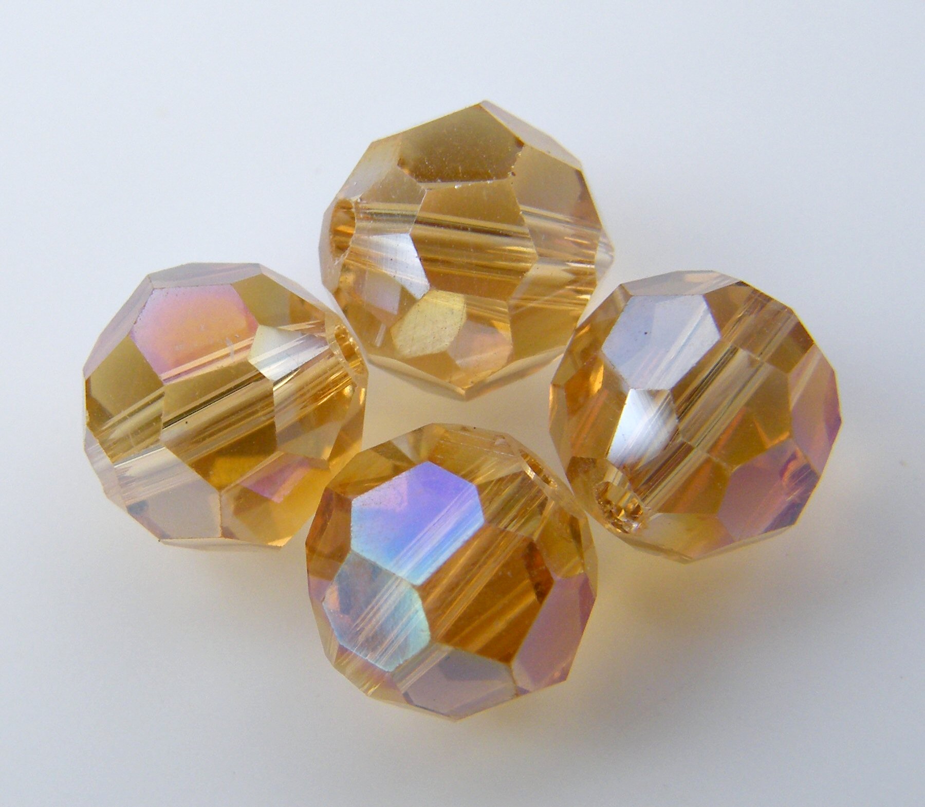 8mm round faceted crystal beads honey AB