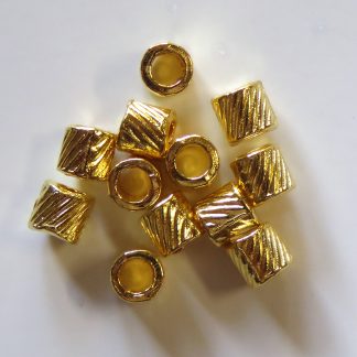 5x5mm Metal Alloy Tube Spacers - Bright Gold