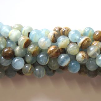 8mm Round Natural Gemstone Beads - Blue Calcite