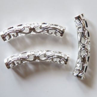 35mm curved tubes metal findings silver