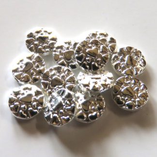 10mm heart coin metal alloy spacer beads silver